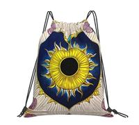 CNTDBU Borsa a sacco grande con disegno di cuore e sole, impermeabile, leggero, per palestra, sport, casual, con coulisse, per viaggi ed escursioni