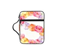CNTDBU Borsa a secchiello con manici e fiori ad acquerello, organizer resistente all'acqua per viaggi in chiesa, portapenne, tablet, diario