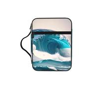 CNTDBU Borsa a secchiello con manici per studiare la Bibbia con motivo a onde marine, impermeabile, per viaggi in chiesa, portapenne, tablet, diario