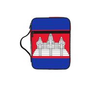 CNTDBU Borsa a tracolla con manici e bandiera della Cambogia, impermeabile, organizer per viaggi in chiesa, portapenne, tablet, diario