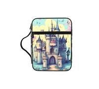 CNTDBU Borsa a tracolla con manici per studio biblico con castello delle fiabe, organizer impermeabile per viaggi in chiesa, portapenne, tasca per tablet, diario