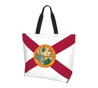 CNTDBU Borsa a tracolla grande con bandiera della Florida, borsa per la spesa leggera e impermeabile, borsa per la spesa riutilizzabile con tasca interna per viaggi di lavoro