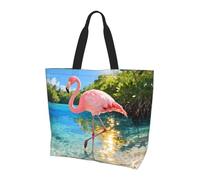 CNTDBU Borsa a tracolla grande con fenicotteri nella foresta da donna, leggera e impermeabile, borsa per la spesa riutilizzabile con tasca interna per lavoro e viaggi