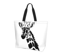 CNTDBU Borsa a tracolla grande con giraffa bianca e nera da donna, leggera e impermeabile, borsa per la spesa riutilizzabile, con tasca interna, per lavoro e viaggi
