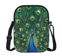CNTDBU Borsa a tracolla piccola con coda di pavone dorata, borsa leggera con cerniera per donne, borsa a tracolla casual impermeabile per portafoglio da viaggio per telefono
