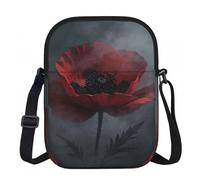 CNTDBU Borsa a tracolla piccola con papavero rosso scuro, borsa leggera con cerniera da donna, borsa a tracolla casual impermeabile per portafoglio da viaggio per telefono
