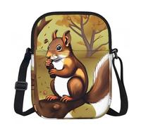 CNTDBU Borsa a tracolla piccola con scoiattolo che mangia noci, borsa leggera con cerniera, borsa a tracolla impermeabile casual per portafoglio da viaggio per telefono