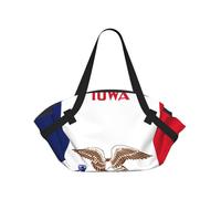 CNTDBU Borsa da picnic 2 in 1 con bandiera dello stato dell'Iowa, pieghevole, impermeabile, tappetino rotondo per spiaggia, parco, borsa da campeggio portatile con tasche portaoggetti per avventure