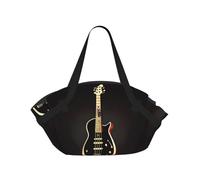 CNTDBU Borsa da picnic 2 in 1 per chitarra nera, pieghevole, impermeabile, tappetino rotondo per spiaggia, parco, borsa da campeggio portatile con tasche portaoggetti per avventure all'aperto
