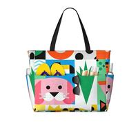 CNTDBU Borsa da viaggio da spiaggia con animali astratti di grande capacità, impermeabile, con 7 tasche, borsa oversize per palestra e campeggio, leggera e pieghevole