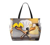 CNTDBU Borsa da viaggio da spiaggia con spatola per cappello da chef, borsa da viaggio impermeabile con 7 tasche, borsa oversize per palestra e campeggio, leggera e pieghevole