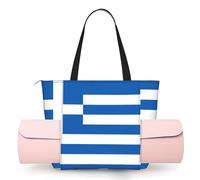 CNTDBU Borsa da yoga da donna con bandiera greca, grande borsa da palestra con supporto per tappetino da yoga, borsa a tracolla leggera per allenamento, viaggi, spiaggia