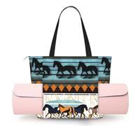 CNTDBU Borsa da yoga da donna con motivo a strisce di cavalli, grande borsa da palestra con supporto per tappetino da yoga, borsa a tracolla leggera per allenamento, viaggi, spiaggia