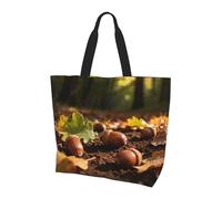 CNTDBU Borsa larga da donna a spalla con foglie di quercia di ghianda, borsa per la spesa leggera impermeabile, borsa per la spesa riutilizzabile con tasca interna per lavoro e viaggi