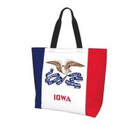 CNTDBU Borsa larga da donna con bandiera dello stato dell'Iowa, borsa per la spesa leggera e impermeabile, riutilizzabile, con tasca interna, per lavoro e viaggi