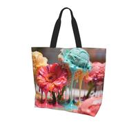 CNTDBU Borsa larga da donna con fiori che si sciolgono, leggera e impermeabile, borsa per la spesa riutilizzabile, con tasca interna, per lavoro e viaggi