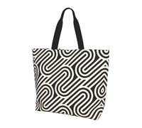 CNTDBU Borsa larga da donna, con texture curva, nera, borsa per la spesa leggera, impermeabile, riutilizzabile, con tasca interna, per lavoro e viaggi