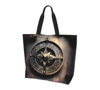 CNTDBU Borsa larga da donna, design magico, con bussola e rune norrene, borsa per la spesa leggera e impermeabile, riutilizzabile, con tasca interna, per lavoro e viaggi