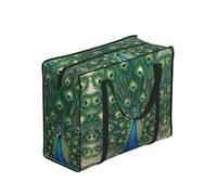 CNTDBU Borsa per la spesa a forma di coda di pavone, impermeabile, riutilizzabile, con cerniera, pieghevole, per viaggi, picnic