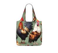 CNTDBU Borsa per la spesa a forma di gallo e pollo, leggera, riutilizzabile, per generi alimentari, zaino da viaggio da 25 l, con coulisse, per lavoro e palestra