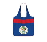 CNTDBU Borsa per la spesa con bandiera del Belize, leggera, riutilizzabile, borsa pieghevole per generi alimentari, zaino da viaggio da 25 litri con coulisse, per lavoro e palestra