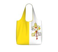 CNTDBU Borsa per la spesa con bandiera del Vaticano, leggera, riutilizzabile, borsa pieghevole per generi alimentari, zaino da viaggio da 25 litri con coulisse, per lavoro e palestra