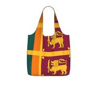 CNTDBU Borsa per la spesa con bandiera dello Sri Lanka, leggera, riutilizzabile, borsa pieghevole per generi alimentari, zaino da viaggio con coulisse, per lavoro e palestra