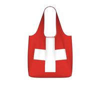 CNTDBU Borsa per la spesa con bandiera svizzera, leggera, riutilizzabile, per generi alimentari, zaino da viaggio da 25 litri con coulisse, per lavoro e palestra