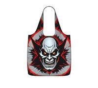 CNTDBU Borsa per la spesa con fantasma malvagio rosso e nero, leggera, riutilizzabile, per generi alimentari, zaino da viaggio con coulisse, per lavoro e palestra