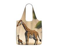 CNTDBU Borsa per la spesa con giraffa per mamma e bambino, leggera, riutilizzabile, per generi alimentari, zaino da viaggio con coulisse, per lavoro e palestra
