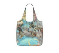 CNTDBU Borsa per la spesa con mappa del mondo dei cartoni animati, leggera, riutilizzabile, borsa pieghevole per generi alimentari, zaino da viaggio con coulisse, per lavoro e palestra