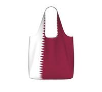 CNTDBU Borsa per la spesa pieghevole con bandiera del Qatar, leggera, riutilizzabile, per generi alimentari, zaino da viaggio con coulisse, per lavoro e palestra