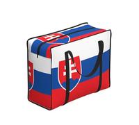 CNTDBU Borsa per la spesa resistente con bandiera della Slovacchia, impermeabile, riutilizzabile, con cerniera, borsa portaoggetti pieghevole per viaggi e picnic