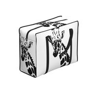 CNTDBU Borsa per la spesa resistente con giraffa bianca e nera, impermeabile, riutilizzabile, con cerniera, borsa pieghevole per viaggi, picnic