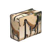 CNTDBU Borsa per la spesa resistente con giraffa madre e bambino, impermeabile, riutilizzabile, con cerniera, borsa pieghevole per viaggi, picnic