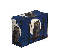 CNTDBU Borsa per la spesa resistente con gufo e luna, impermeabile, riutilizzabile, con cerniera, borsa pieghevole per viaggi, picnic