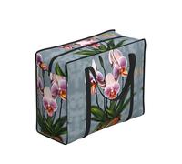 CNTDBU Borsa per la spesa resistente con orchidee fiorite, impermeabile, riutilizzabile, con cerniera, borsa pieghevole per viaggi, picnic