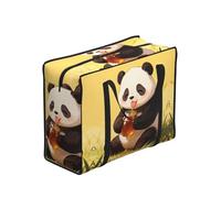 CNTDBU Borsa per la spesa resistente con panda e miele, borsa per la spesa riutilizzabile impermeabile con cerniera, borsa pieghevole per viaggi e picnic