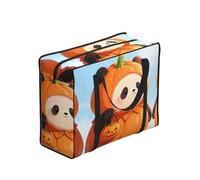 CNTDBU Borsa per la spesa resistente con zucca, panda di Halloween, impermeabile, riutilizzabile, con cerniera, borsa portaoggetti pieghevole per viaggi e picnic