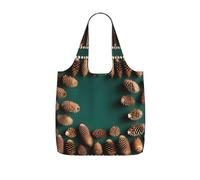 CNTDBU Borsa per la spesa ripiegabile con bordo a forma di pigna, leggera, riutilizzabile, per generi alimentari, zaino da viaggio con coulisse, per lavoro e palestra