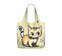 CNTDBU Borsa per la spesa ripiegabile con gatto e farfalla, leggera, riutilizzabile, per generi alimentari, zaino da viaggio da 25 l, con coulisse, per lavoro e palestra