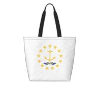 CNTDBU Borsa per la spesa riutilizzabile in Tyvek con bandiera del Rhode Island, leggera, pieghevole, in carta, impermeabile, resistente, ecologica, per shopping, lavoro, viaggi