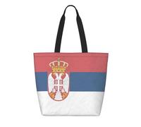 CNTDBU Borsa per la spesa riutilizzabile in Tyvek, con bandiera della Serbia, leggera, pieghevole, in carta, impermeabile, ecologica, per shopping, lavoro, viaggi