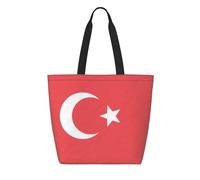 CNTDBU Borsa per la spesa riutilizzabile in Tyvek, con bandiera della Turchia, leggera, pieghevole, in carta, impermeabile, ecologica, per shopping, lavoro, viaggi