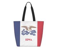 CNTDBU Borsa per la spesa riutilizzabile in Tyvek con bandiera dello stato dell'Iowa, leggera, pieghevole, in carta, impermeabile, ecologica, per shopping, lavoro, viaggi