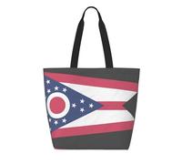CNTDBU Borsa per la spesa riutilizzabile in Tyvek con bandiera dello Stato dell'Ohio, leggera, pieghevole, in carta, impermeabile, durevole, ecologica, per shopping, lavoro, viaggi