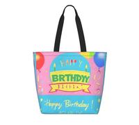 CNTDBU Borsa per la spesa riutilizzabile in Tyvek con palloncini di buon compleanno, leggera, pieghevole, in carta, impermeabile, resistente, ecologica, per shopping, lavoro, viaggi