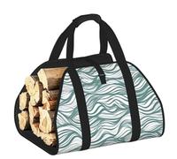 CNTDBU Borsa per legna da ardere a righe ondulate verdi, in tela resistente, impermeabile, con manici imbottiti
