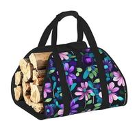 CNTDBU Borsa per legna da ardere camelia viola, in tela resistente, impermeabile, con manici imbottiti