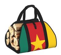 CNTDBU Borsa per legna da ardere con bandiera del Camerun, borsa per legna in tela resistente, impermeabile, con manici imbottiti